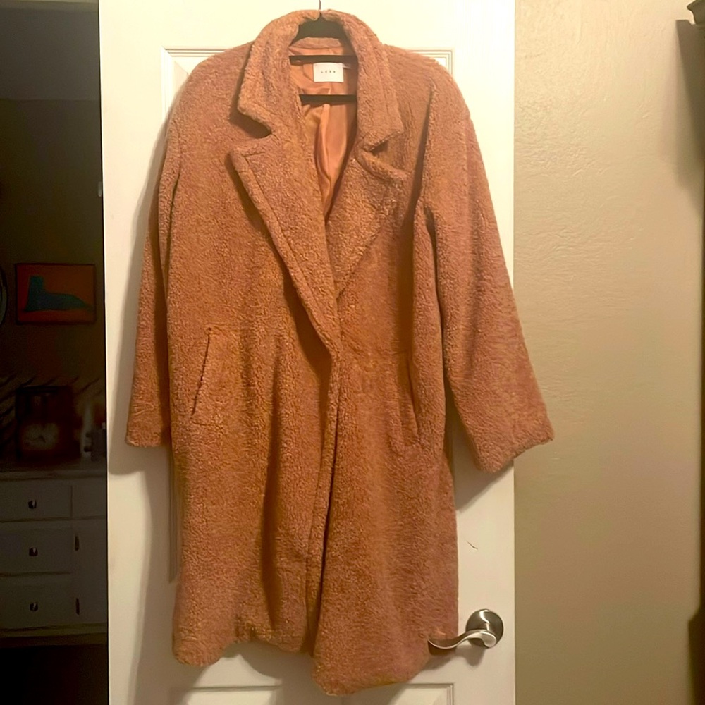 Teddy bear coat. Long Mauve Size L